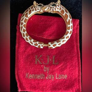 Kenneth Jay Lane KJL Enamel & Gold-tone Double Head Giraffe Cuff Bracelet